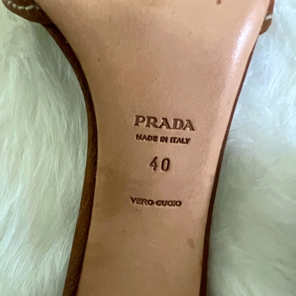 Prada Calzature Donna Wooden Buckle Slide Sandals - Size 40/US 9 - Picture 8 of 9